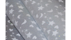 Moon and Star Printing PVC Glitter Film  Moon and Star Printing PVC Glitter Film