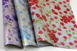 Offset Printed Glitter Synthetic PU